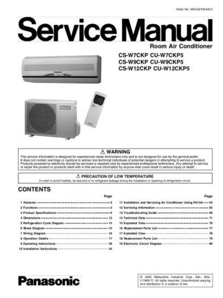 Panasonic Air Conditioner Service Manual 84