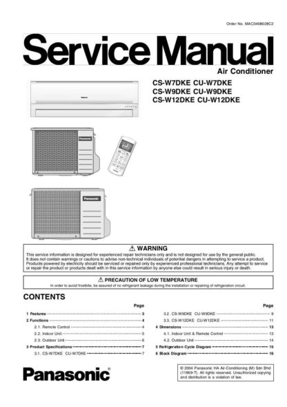 Panasonic Air Conditioner Service Manual 85