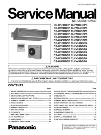Panasonic Air Conditioner Service Manual 88