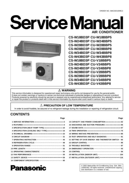 Panasonic Air Conditioner Service Manual 88