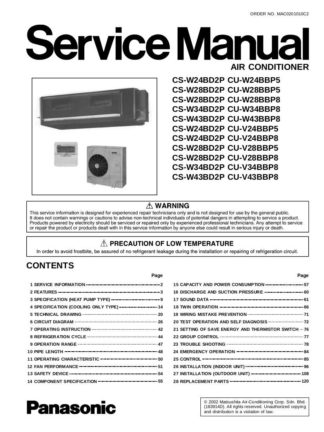 Panasonic Air Conditioner Service Manual 89