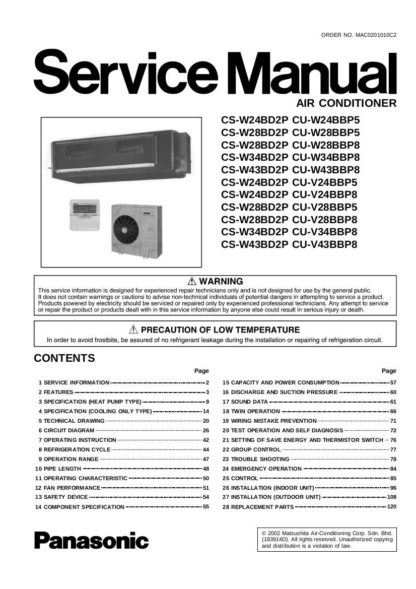 Panasonic Air Conditioner Service Manual 89