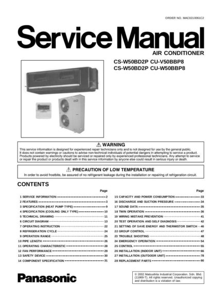 Panasonic Air Conditioner Service Manual 91