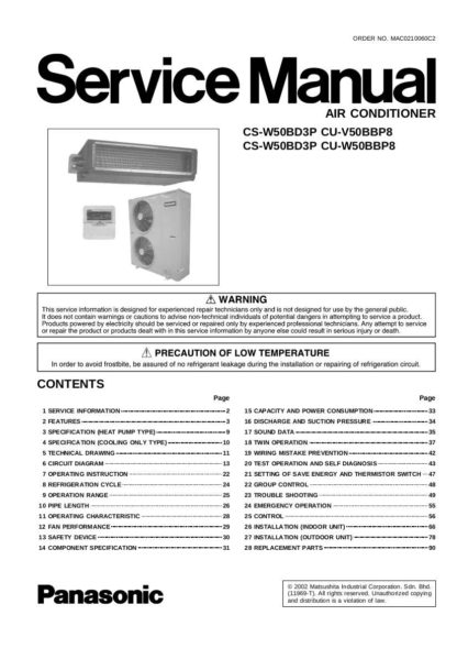 Panasonic Air Conditioner Service Manual 92
