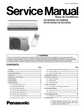Panasonic Air Conditioner Service Manual 94