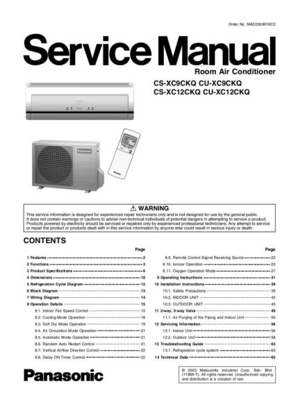 Panasonic Air Conditioner Service Manual 96