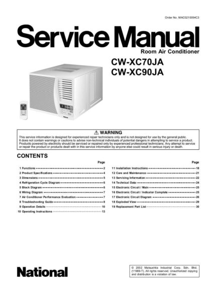 Panasonic Air Conditioner Service Manual 97