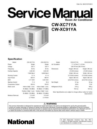 Panasonic Air Conditioner Service Manual 98