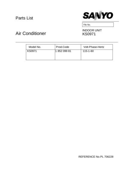 Sanyo Air Conditioner Service Manual 25