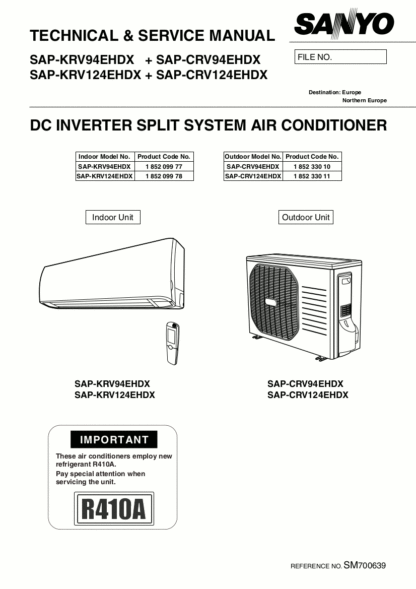 Sanyo Air Conditioner Service Manual 22