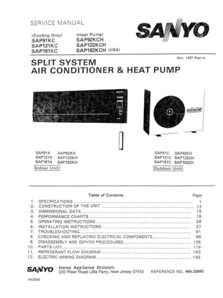 Sanyo Air Conditioner Service Manual 28