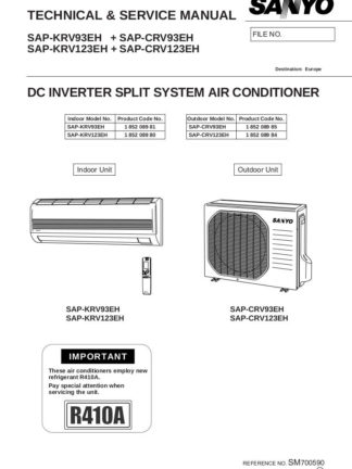 Sanyo Air Conditioner Service Manual 52