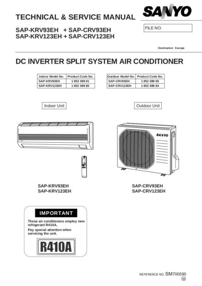 Sanyo Air Conditioner Service Manual 52