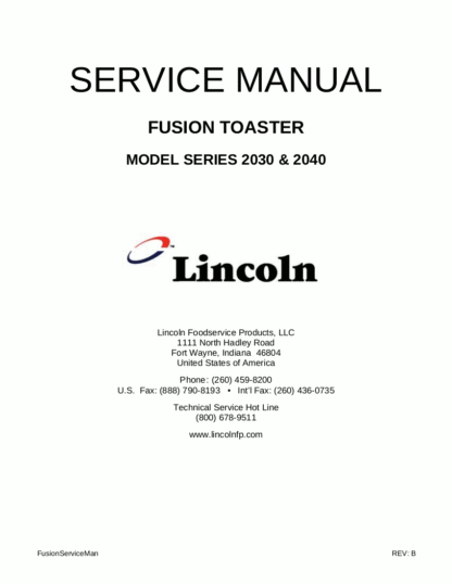 Lincoln Food Warmer Service Manual 07