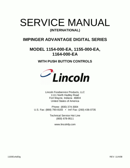 Lincoln Food Warmer Service Manual 08