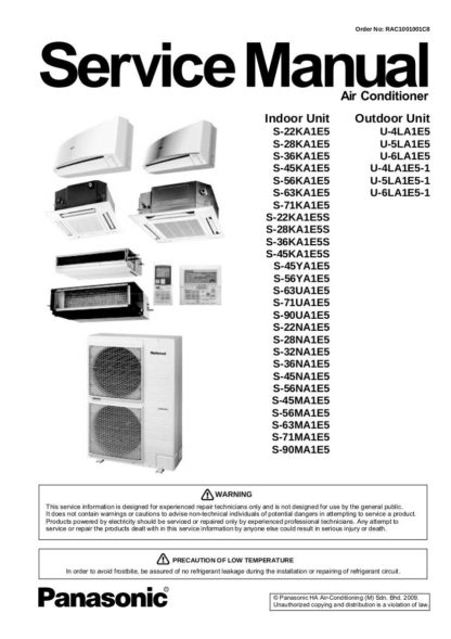 Panasonic Air Conditioner Service Manual 5858