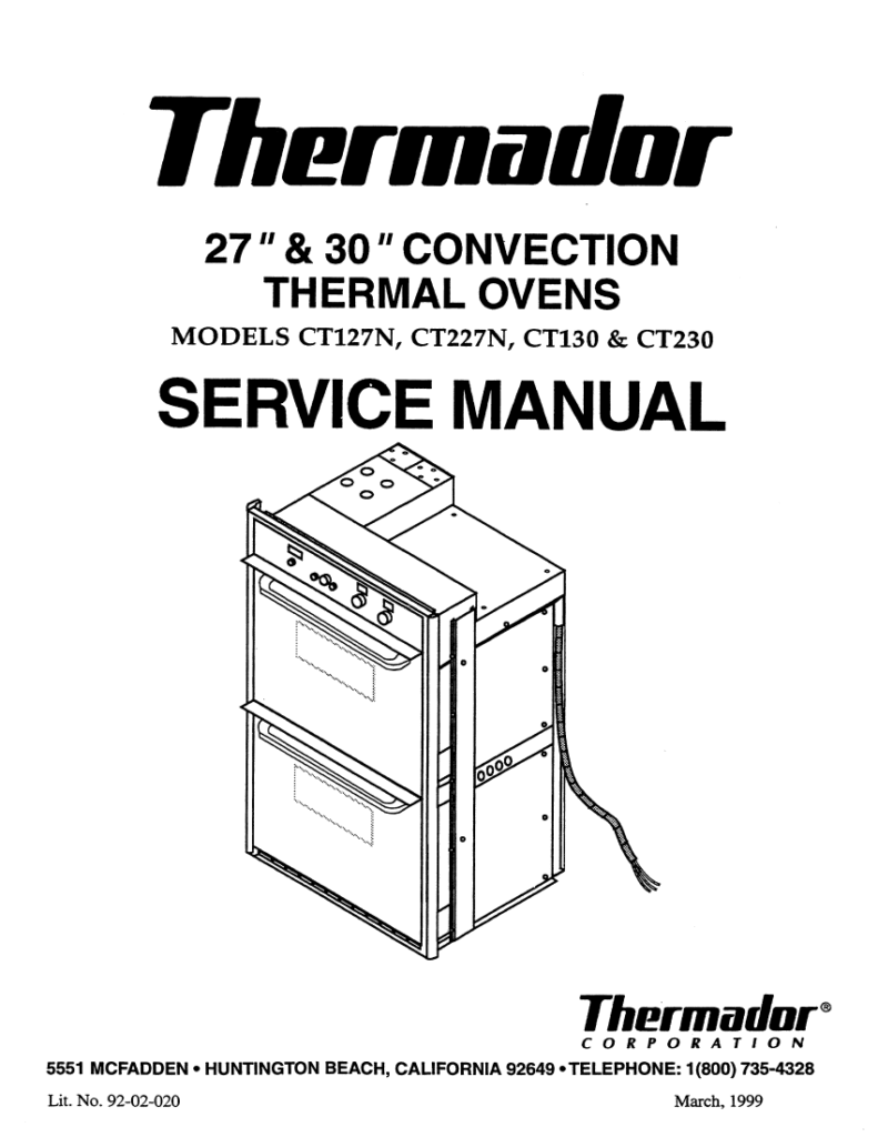 Thermador 27" and 30" Convection Thermal Ovens Service Manual