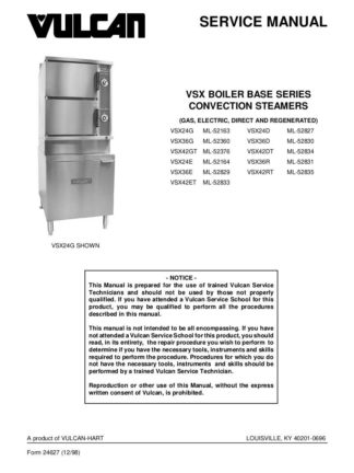Vulcan Food Warmer Service Manual 11