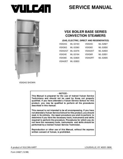 Vulcan Food Warmer Service Manual 11