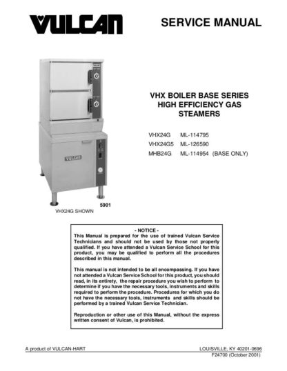 Vulcan Convection Steamer Service Manual 12
