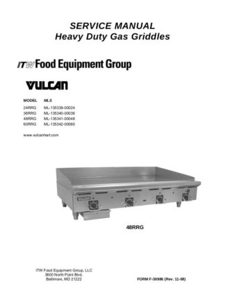 Vulcan Food Warmer Service Manual 22