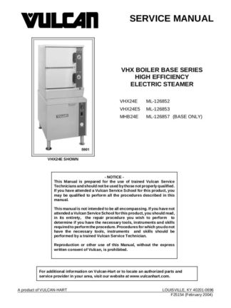 Vulcan Food Warmer Service Manual 23