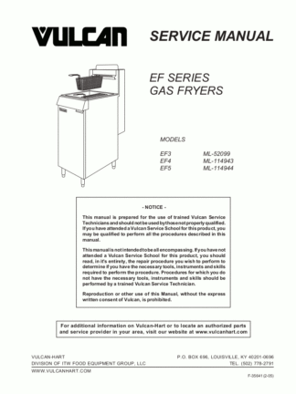 Vulcan Food Warmer Service Manual 14