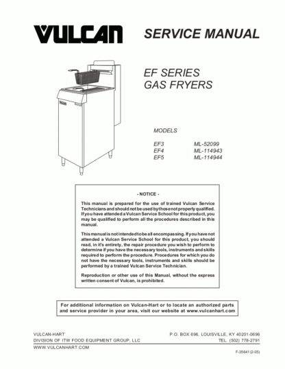 Vulcan Food Warmer Service Manual 14