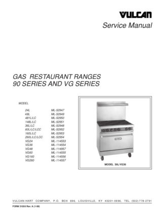 Vulcan Food Warmer Service Manual 13