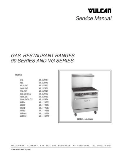 Vulcan Food Warmer Service Manual 13