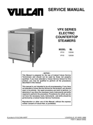 Vulcan Food Warmer Service Manual 15