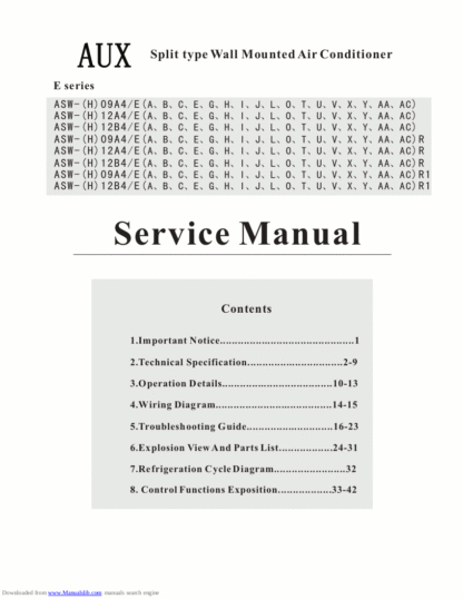 AUX Air Conditioner Service Manual 08