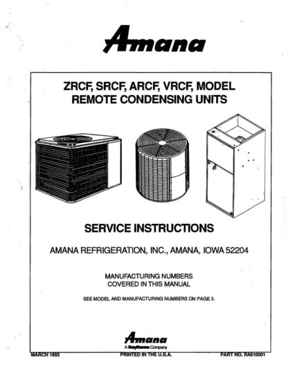 Amana Air Conditioner Service Manual 01