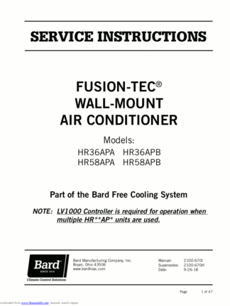 Bard Air Conditioner Service Manual 09