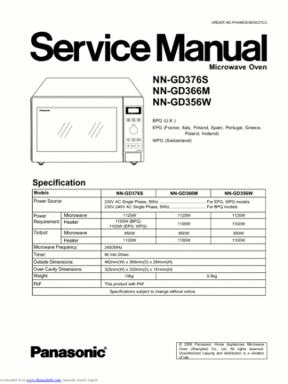 Panasonic Microwave Oven Service Manual 29