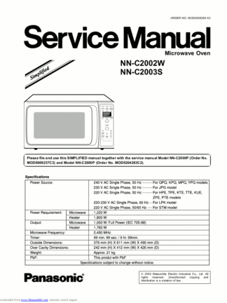 Panasonic Microwave Oven Service Manual 30