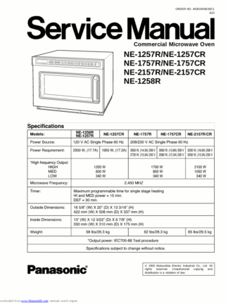 Panasonic Microwave Oven Service Manual 31