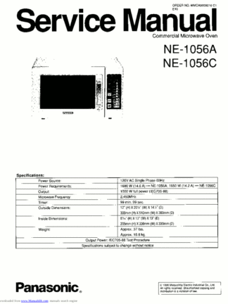 Panasonic Microwave Oven Service Manual 33