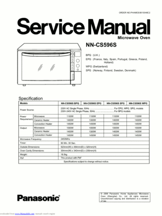 Panasonic Microwave Oven Service Manual 35