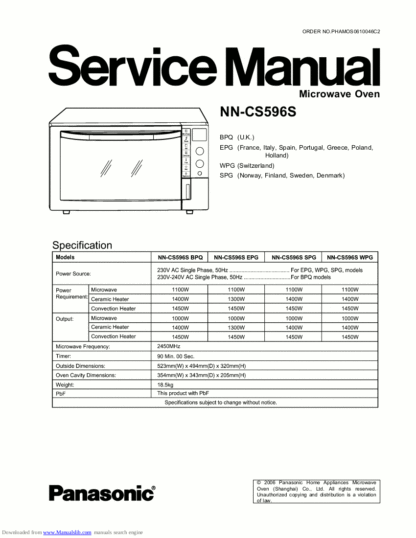Panasonic Microwave Oven Service Manual 35