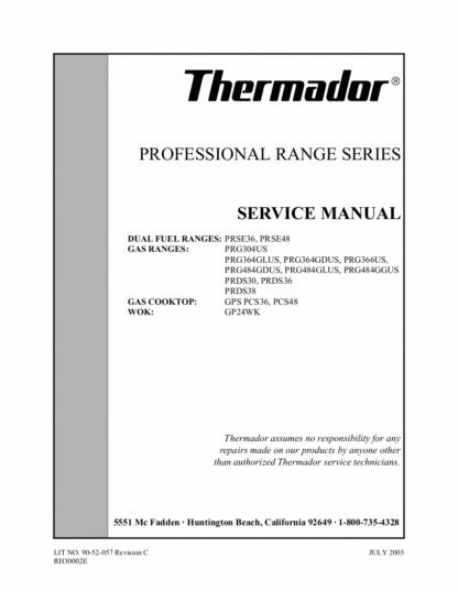 Thermador Food Warmer Service Manual 02