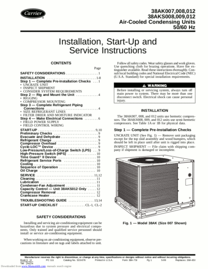 Carrier Air Conditioner Service Manual 38