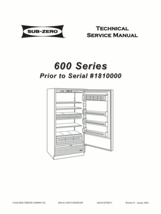 Sub-Zero Refrigerator Service Manual Model 02