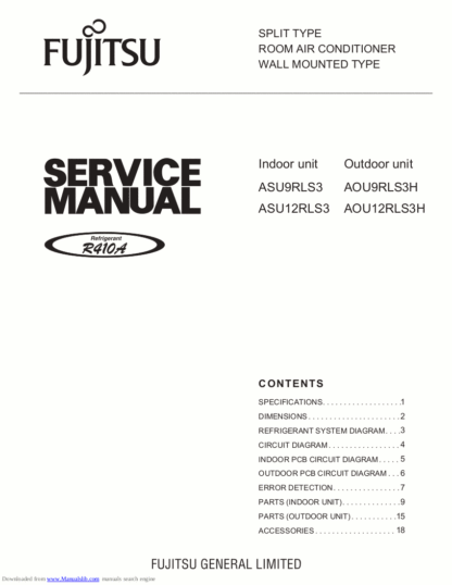 Fujitsu Air Conditioner Service Manual 100