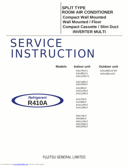 Fujitsu Air Conditioner Service Manual 116