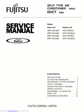Fujitsu Air Conditioner Service Manual 121