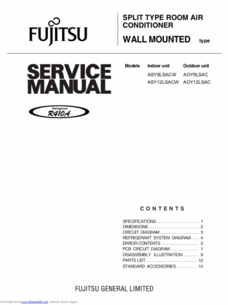 Fujitsu Air Conditioner Service Manual 124