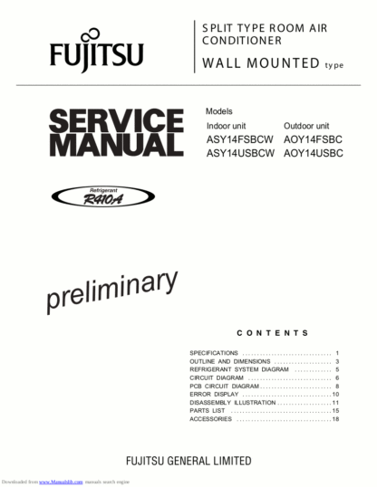 Fujitsu Air Conditioner Service Manual 127