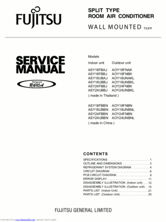 Fujitsu Air Conditioner Service Manual 130