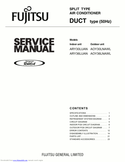 Fujitsu Air Conditioner Service Manual 140